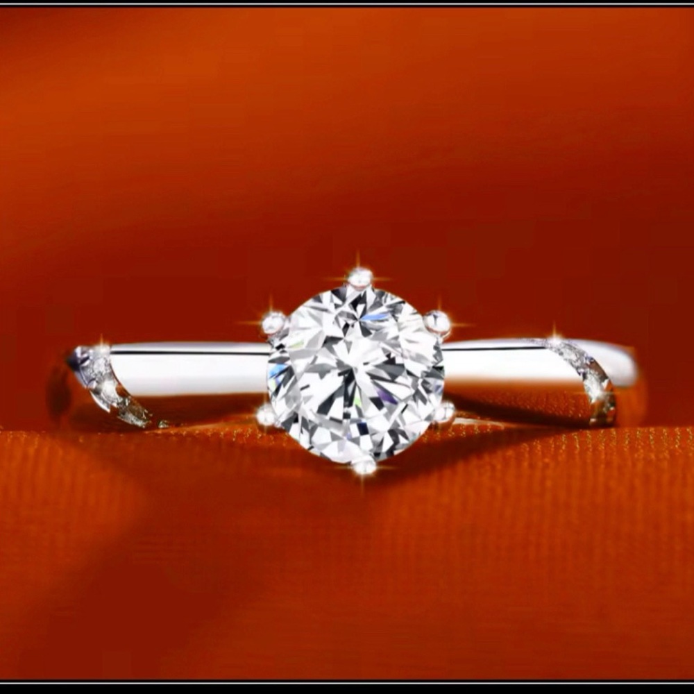 NEW 925 STERLING SIMULATED DIAMOND SWIRL ROUND SOLITAIRE WEDDING RING